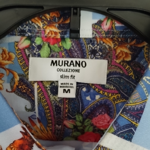 Murano Light Blue Multicolor Floral Paisley Dress Shirt - Picture 2 of 2